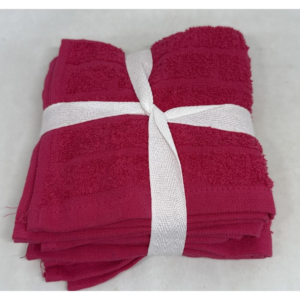 Grande Pink Wash Cloths 4 Pack 100% Cotton Quick Dry 12” X 12” New with Tags - Picture 5 of 6